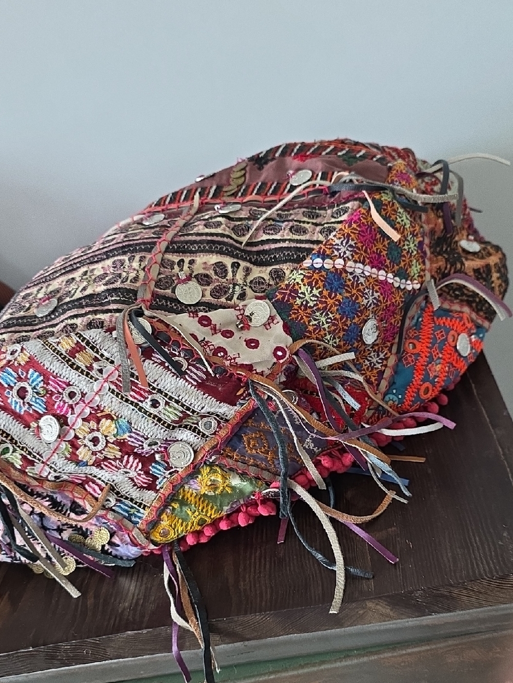 Boho Bold Embroidered Shoulder Tote Bag - Picture 11 of 16